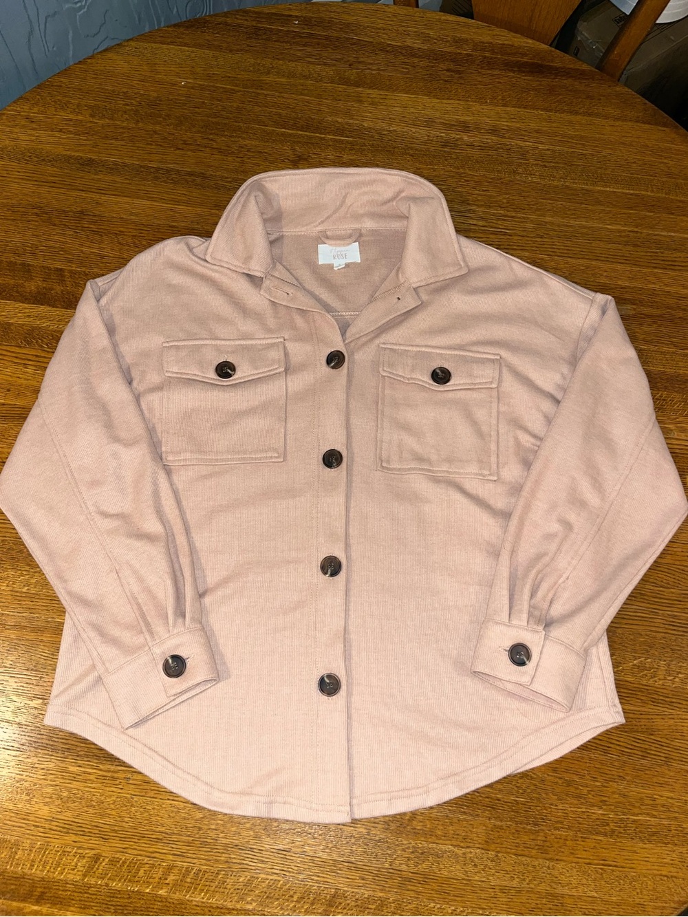 Hippie Rose Dusty Pink Button-Front “Shaket” shirt/ jacket- Size Small